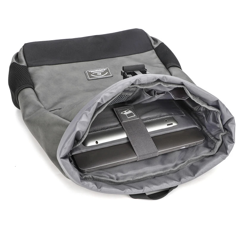 Waterproof usb Computer Backpacks Bags Lightweight PU Leather Men Roll top Rucksack for Women Men 241225