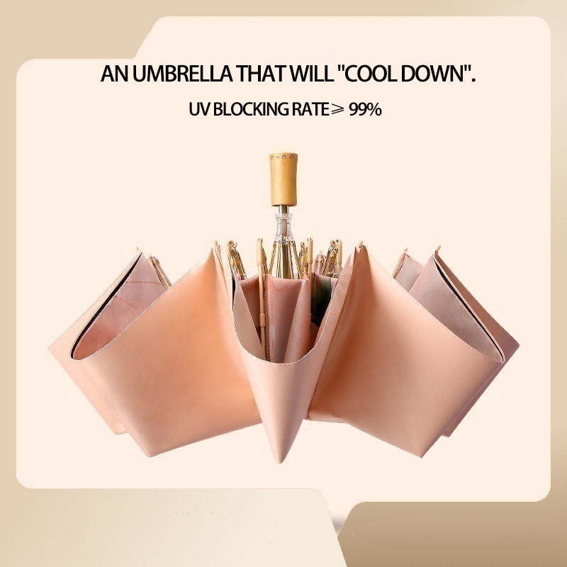 Compact UV-Protection Threefold Umbrella with Double Layers for Sun & Rain Use