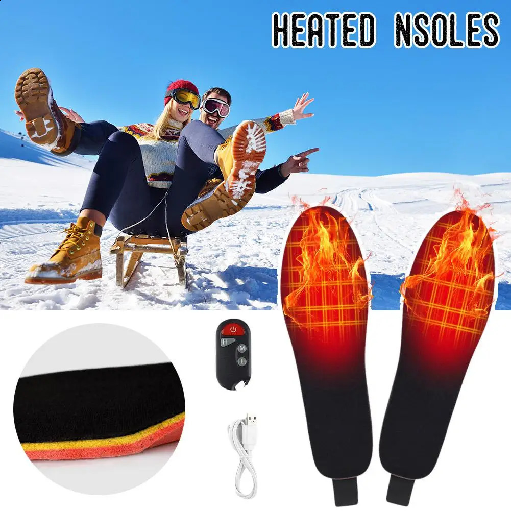 Electric Heating Insoles For Winter Rechargeable Winter Warm Insole Remote Control Work Hunting Ski Hiking Camping Insole 241226