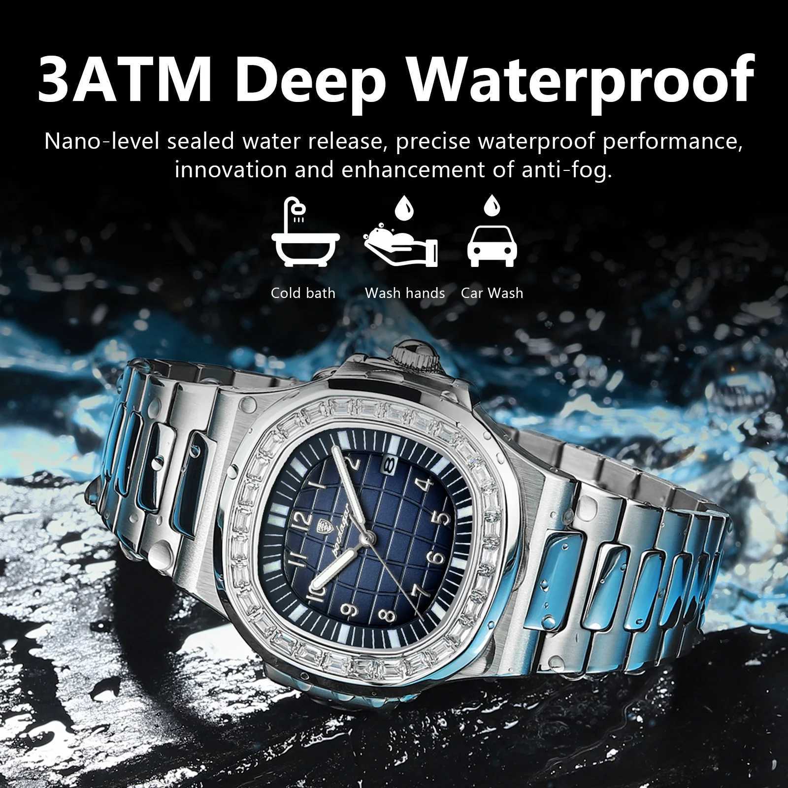 New Arrival Poedagar Luxury Square Mens Watch Luminous Waterproof Date Mens Watch Stainless Steel Mens Quartz Watch Casual Mens Watch Z241226