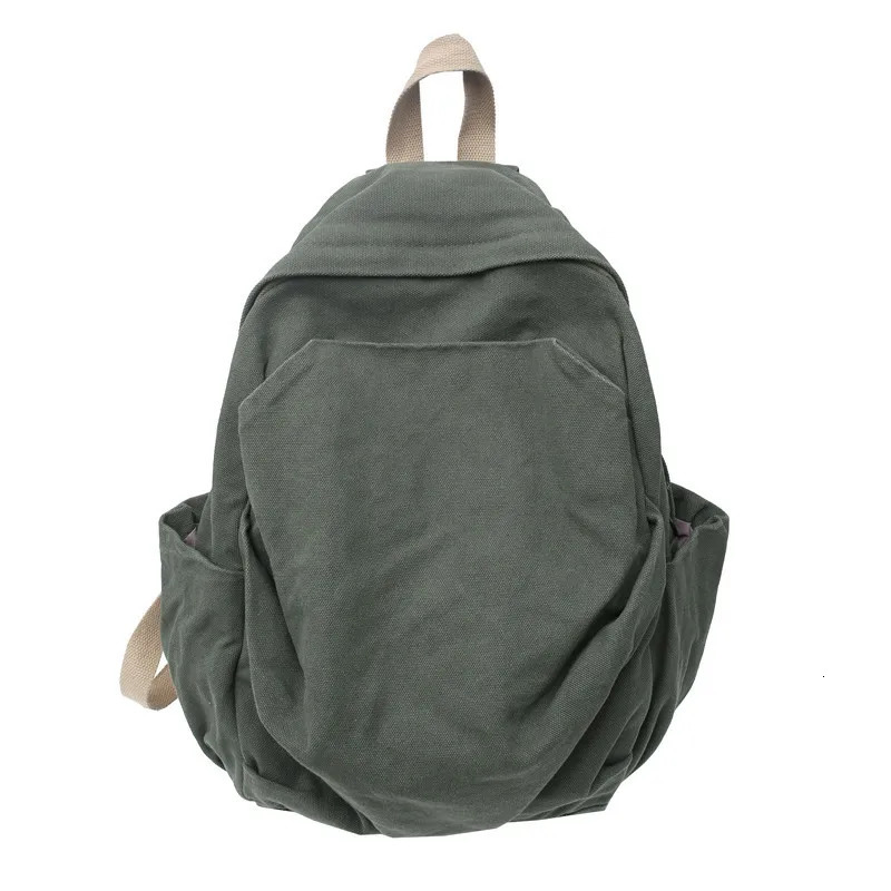 Solid Color Schoolbag Student Canvas Backpack Large Capacity Laptop Bags Shoulder Bag for Women Travel Backpacks 241225