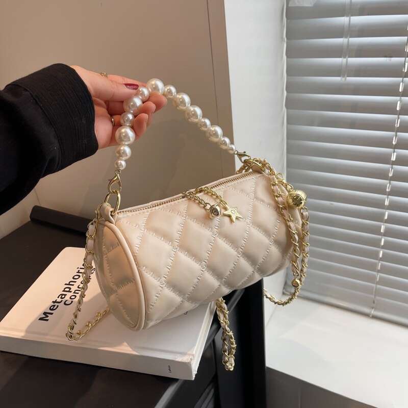 Summer Fashion Single Shoulder Women's New Pearl Handbag Simple Chain Popular Crossbody Bag
