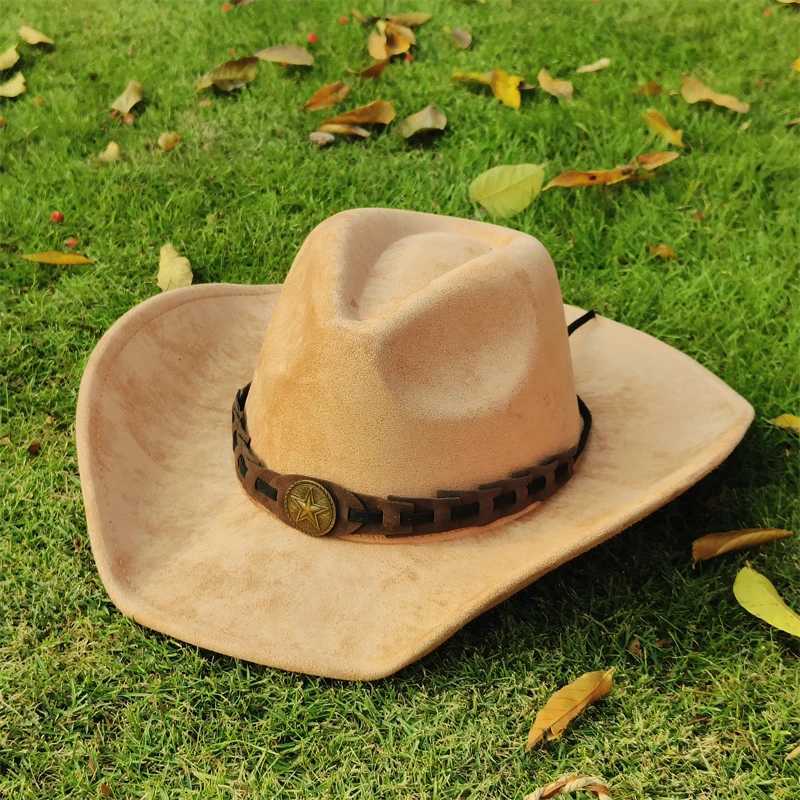 Western style denim hat mens denim hat mens denim hat mens jazz hat cs wide brown fashionable felt Fedora hat wholesale Panama sombrero hombre W241225