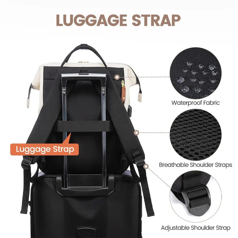Womens Waterproof Leisure Travel Backpack 15.6 inch Computer Bag With USB Port 20-35L Large Capacity School Bags for Students 241225