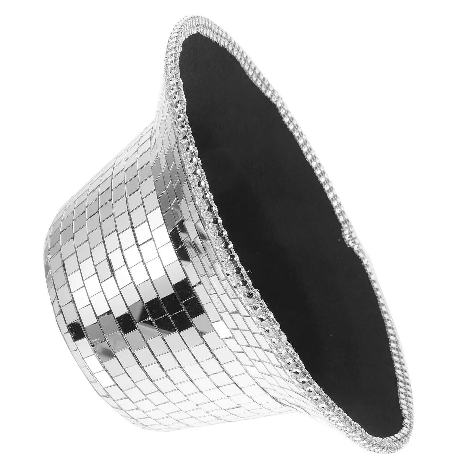 Reflective denim hat silver disco bucket mens sparkling clothing gold mirror tiles adult clothing sunshade dance party W241225