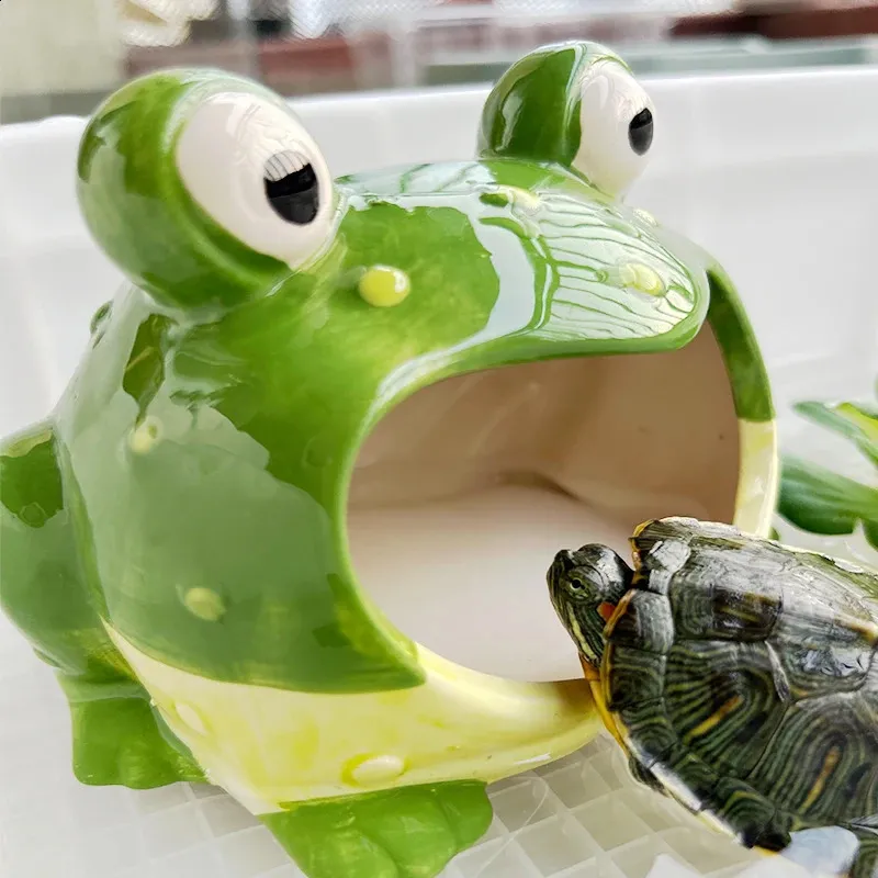 Turtle Pet House for Small Pet Items Ceramic Frog Cage for Lizard Tree Turtles Tree Frog Hamster Pet Products Reptiles