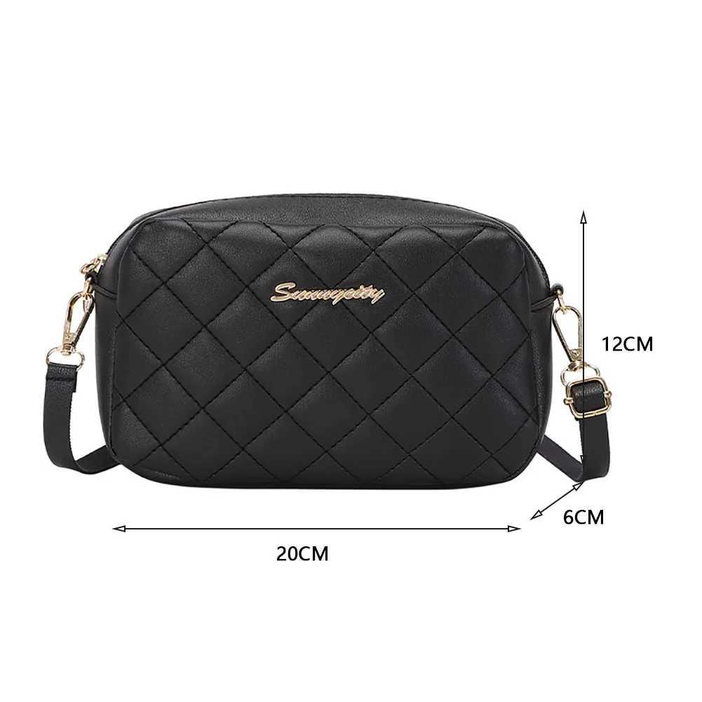 Female Luxury Black Crossbody Shoulder Bag Lady Elegant pu Leather Hot Lattice Trending Small Capacity Square HandbagXJ241225