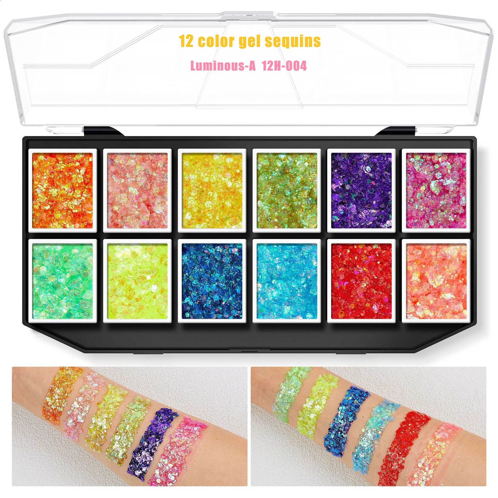 24 Colors Chunky Glitter Face Body Gel Sequin Eyeshadow Palette Lips Nails Hairs Makeup Shimmer Body Glitter Primer Gel 241226