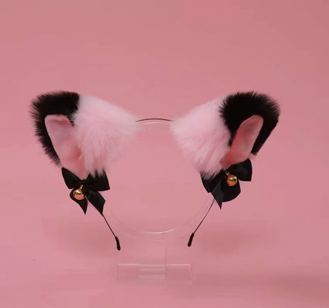 Charming Kitty Costume Detail Plush Cat Ear Hair Band with Adorning Bow and Tail