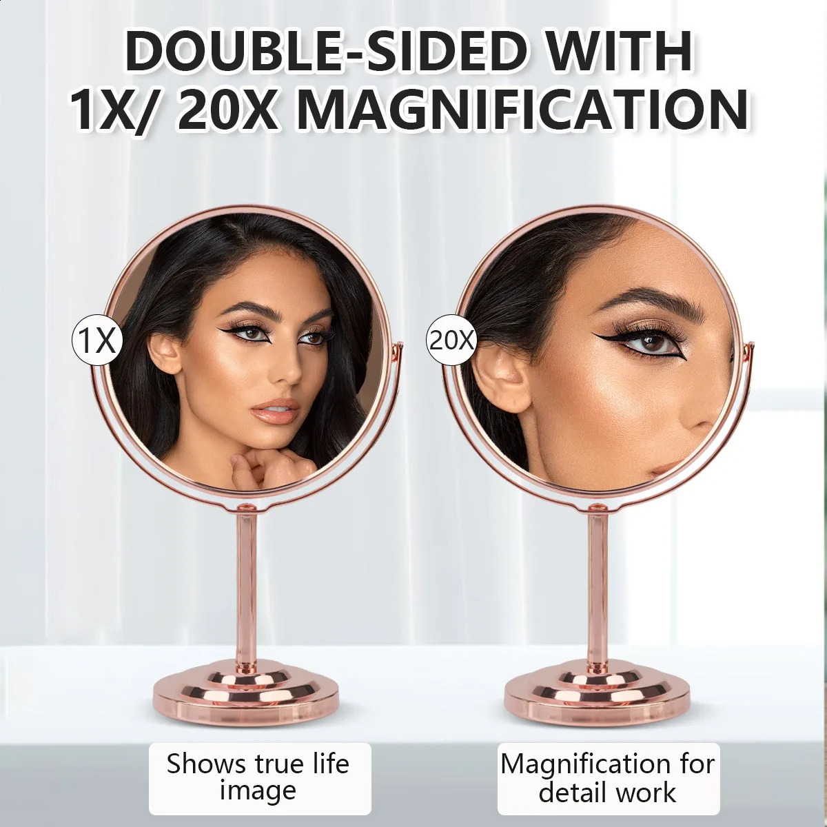 3/4/5in Double-Side Makeup Mirror With 2X Magnification Clear Reflection And Easy To Carry Desktop Vanity Mirror With Stand 241226