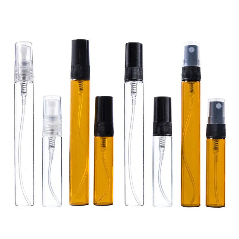 100PCS/LOT Clear Brown Glass Perfume Spray Bottle Sample Sack Tube 241225