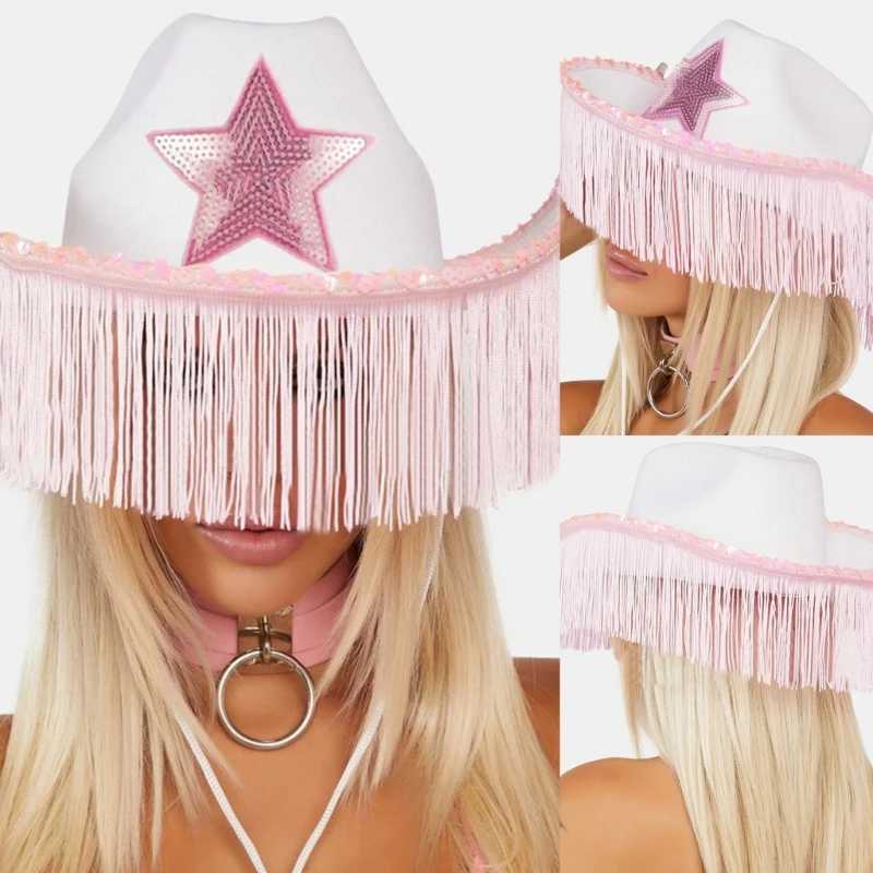 Cowboy hat edge glitter star decoration Halloween flash hat Dr Up cosplay party costume accessories W241225