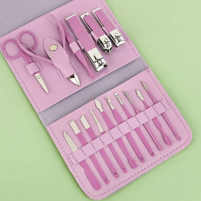 12-16 Pieces Nail Clipper Kit Manicure Set Leather Bag Stainless Steel Nail Care Tools Portable Travel Kit Gift Nail Clipper Set 241225