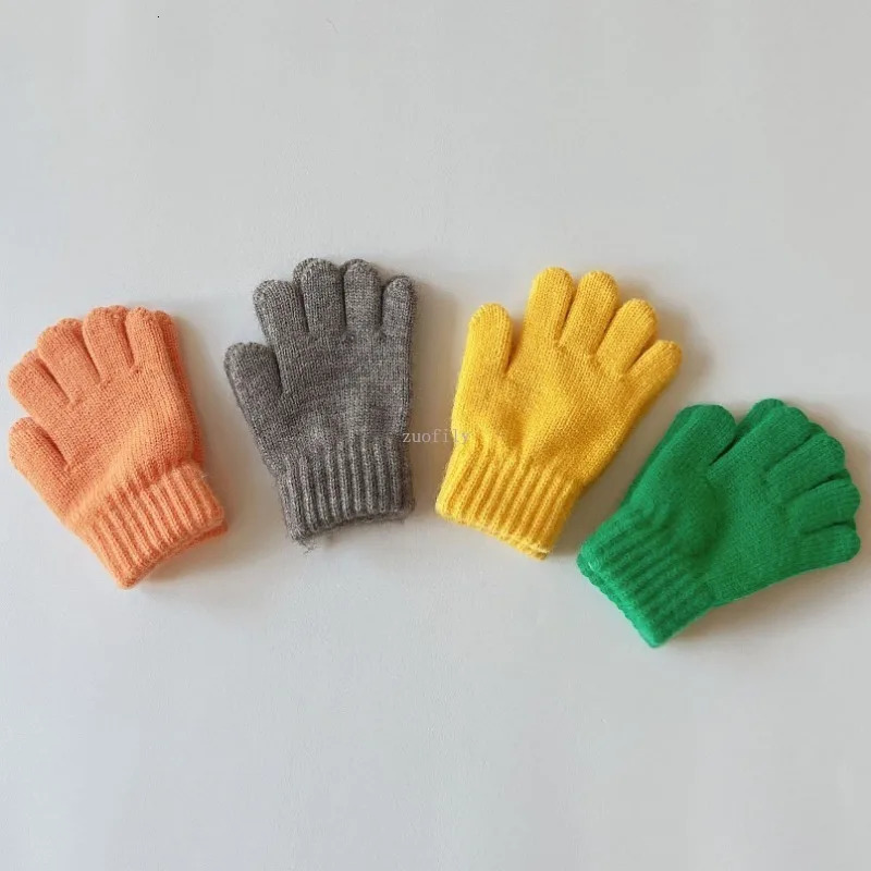 37Years Baby Girls Boys Winter Knitted Gloves Solid Candy Warm Mittens Toddler Thicken Acrylic Soft Full Finger 241225
