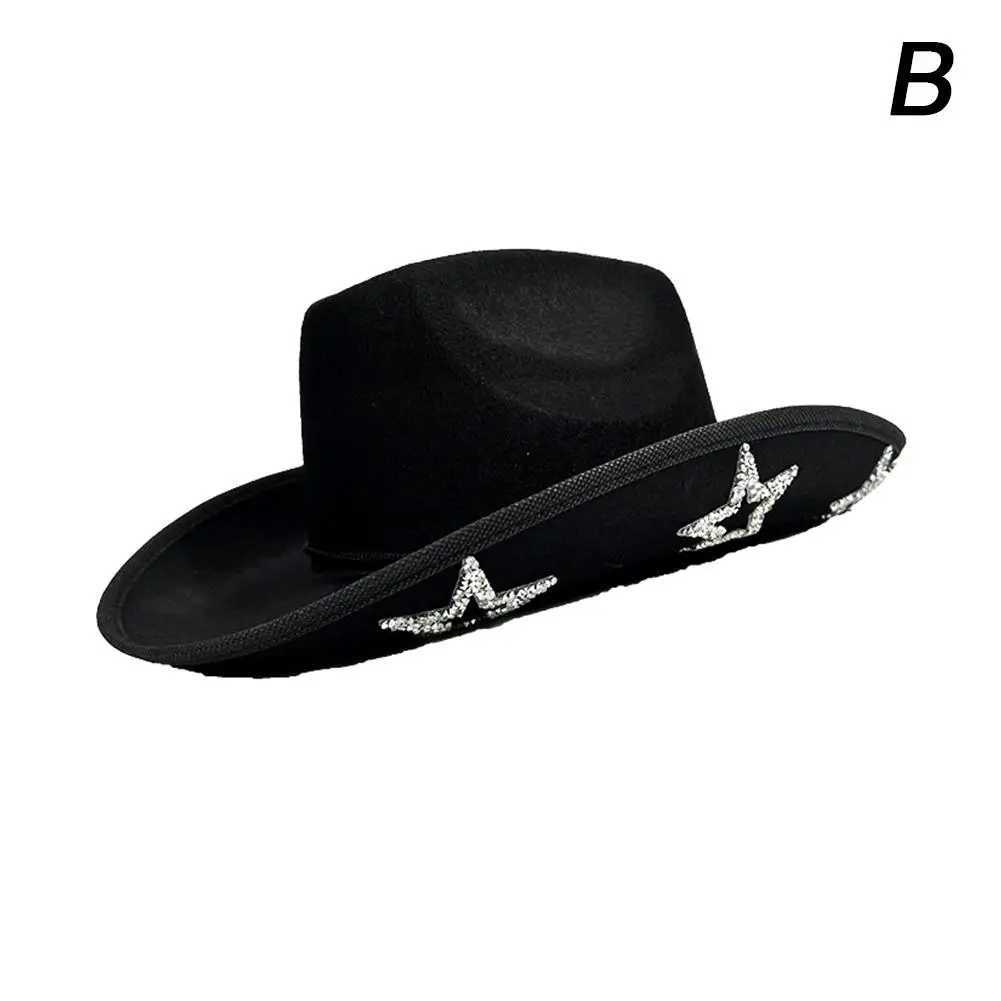 Cowboy Hat Western Style Womens Retro Trench Hat Five Point Dick Party Visor Hat Star Dome Cowboy Accor Y8I9 W241225