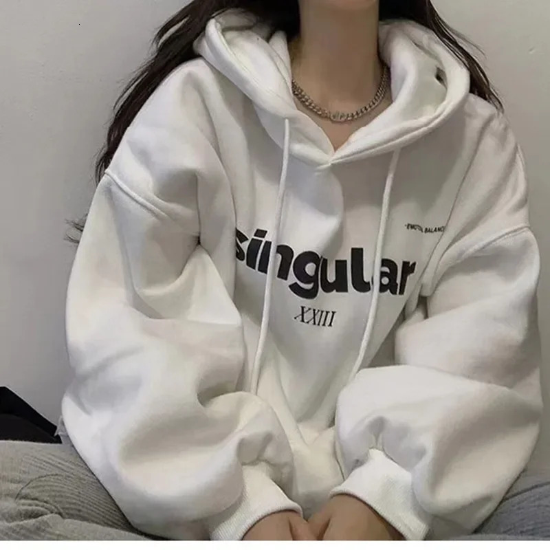 Salt velvet thickened autumn and winter multicolor hooded sweatshirt womens jacket loose top student couple wear 241225