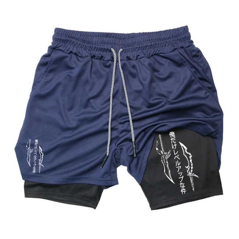 Graphic 2 in 1 Workout Running Shorts for Men Gym Athletic Performance Shorts with Compression Liner Phone Pocket Towel LoopXJ241226