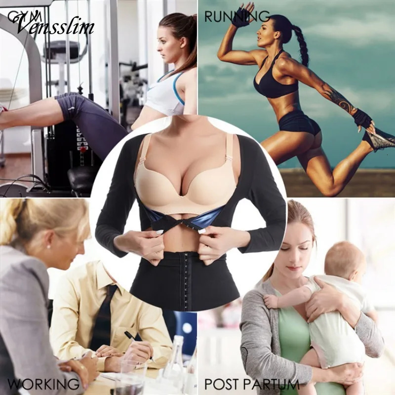 Upper Arm Shapers Compression Long Sleeves Women Arms Sauna Shapewear Shoulder Breast Support Push Up Fat Sweat Corset 241225