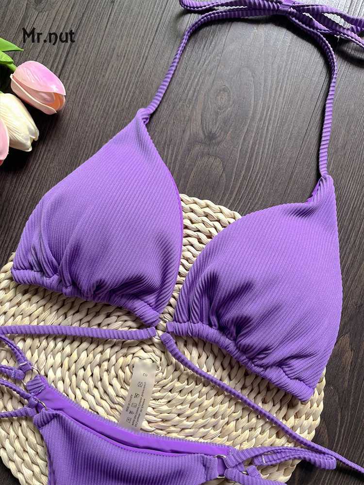 Mr. Nuts European and American new bikini special fabric with swimsuit beach sexy womens swimsuitW241225
