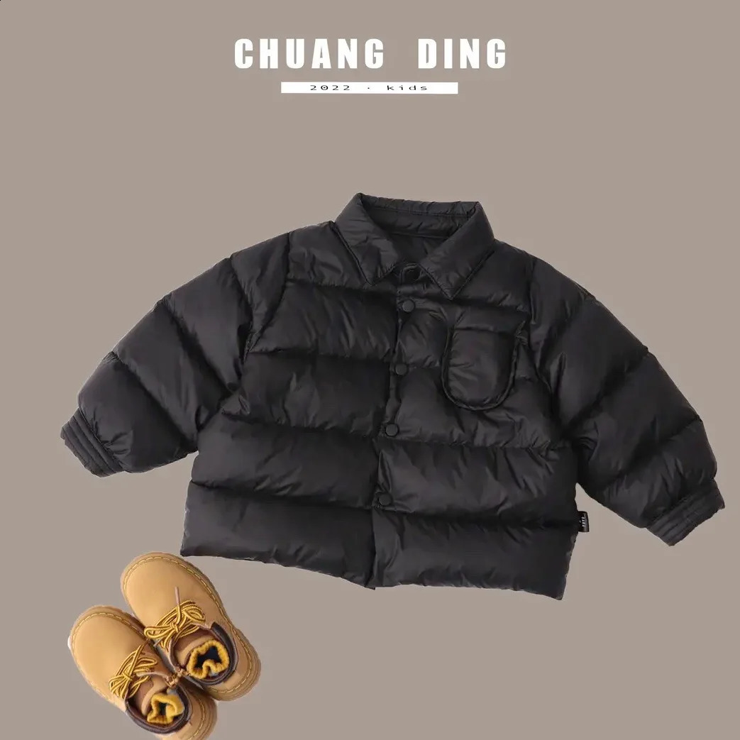 Winter Children Boy Down Jacket Solid Windproof Infant Baby Snowwear Outfits Thicken Warm Turn Collar Kid Outerwear 241225