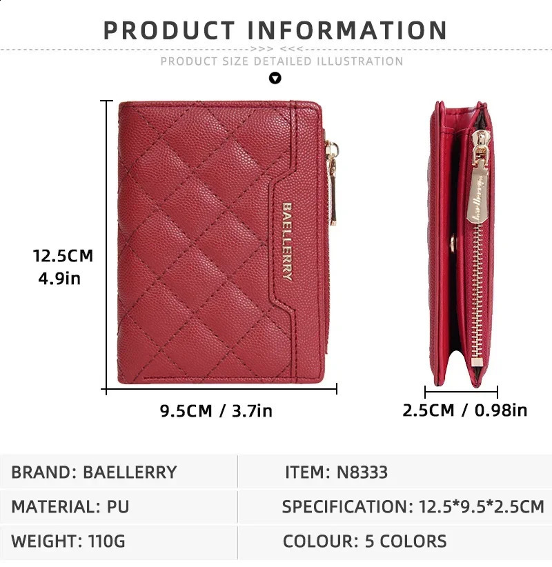 Fashion Wallet purse Short Women Wallet Baellerry cross wallet Quilted Multi Card Zipper Zero Wallet 241224