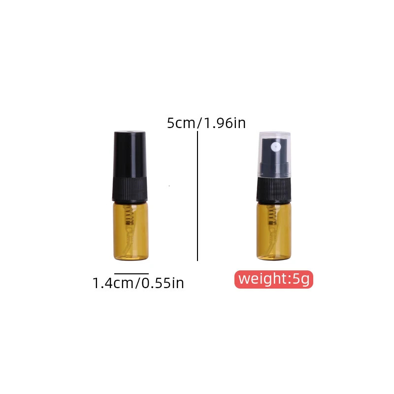50pcs/piece Brown Glass Perfume Bottle Brown Light-Proof Spray Bottle Portable Mini Essential Oil Container Refillable Bottle 241225