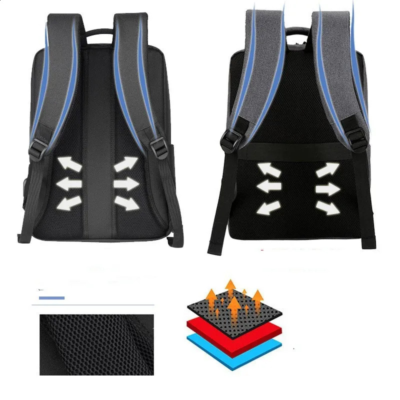 Mens 14 inch Laptop Backpacks Oxford School Bag Fashion Travel Male Mochilas Feminina Casual Women Schoolbag USB Charging 241226