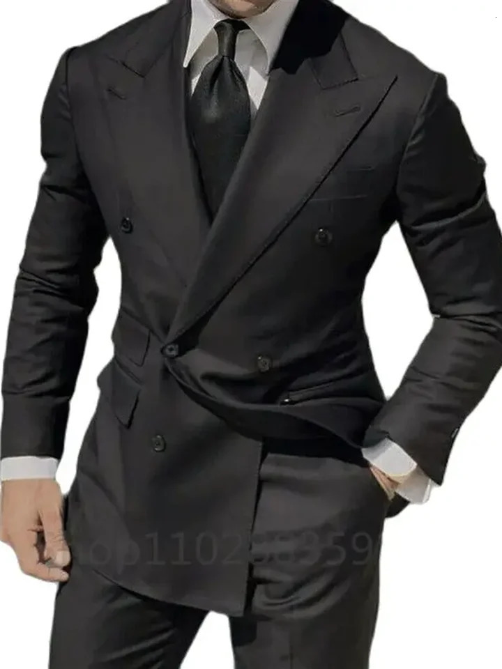 1 Piece Navy Blue Double Breasted Jacket Only Costume Homme Men Suits Tuxedo Groom Wedding Slim Fit Terno Masculino Blazer 241224