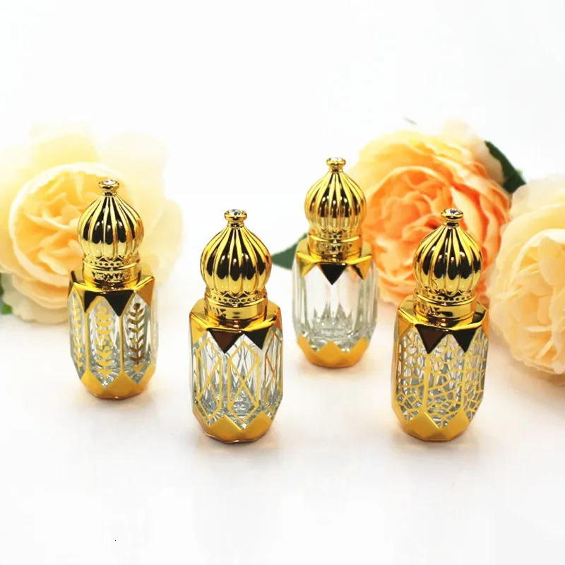 20pcs/lot 6ml Gold Glass Perfume Bottle Roll On Bottles Thick Glass Essential Oil Vials with Roller Ball Refillable 241225