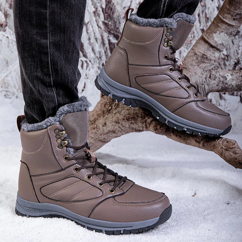 Winter Boots Mens Outdoor Waterproof Warm Boot High Quality Cotton Shoes Men Plush Ankle Nonslip Snow Sneakers 241225