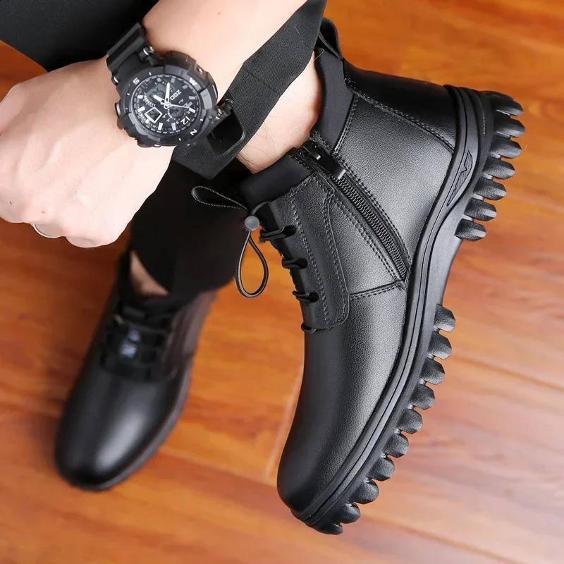Sole Rubber Boots for Men Work Martin Black Snow Shoe for Men Boots Fur Ankle Winter Waterproof Fashion Boots for Men 241226