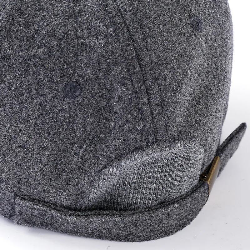 Dad Winter Warm Felt Fitted Baseball Cap Male Back Closed Wool Sport Hat Men Big Size Hat M 55-60cm L 60-65cm 241225