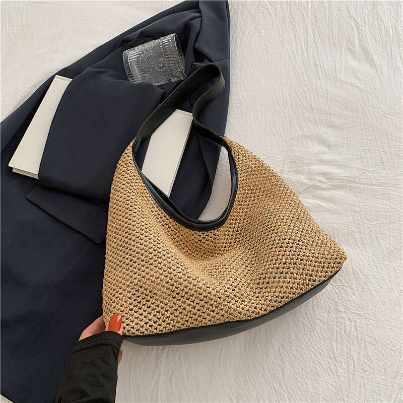 Knitted Large Capacity Fashionable Handbag, Internet Famous Korean In, New Stylish Casual Temperament Tote Bag, Armpit Bag