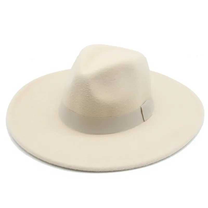 Fedora womens hat new 9.5cm wide Brim Dr mens Cs felt hat Panama church wedding ribbon band mens hat Sombreros De Mujer W241225