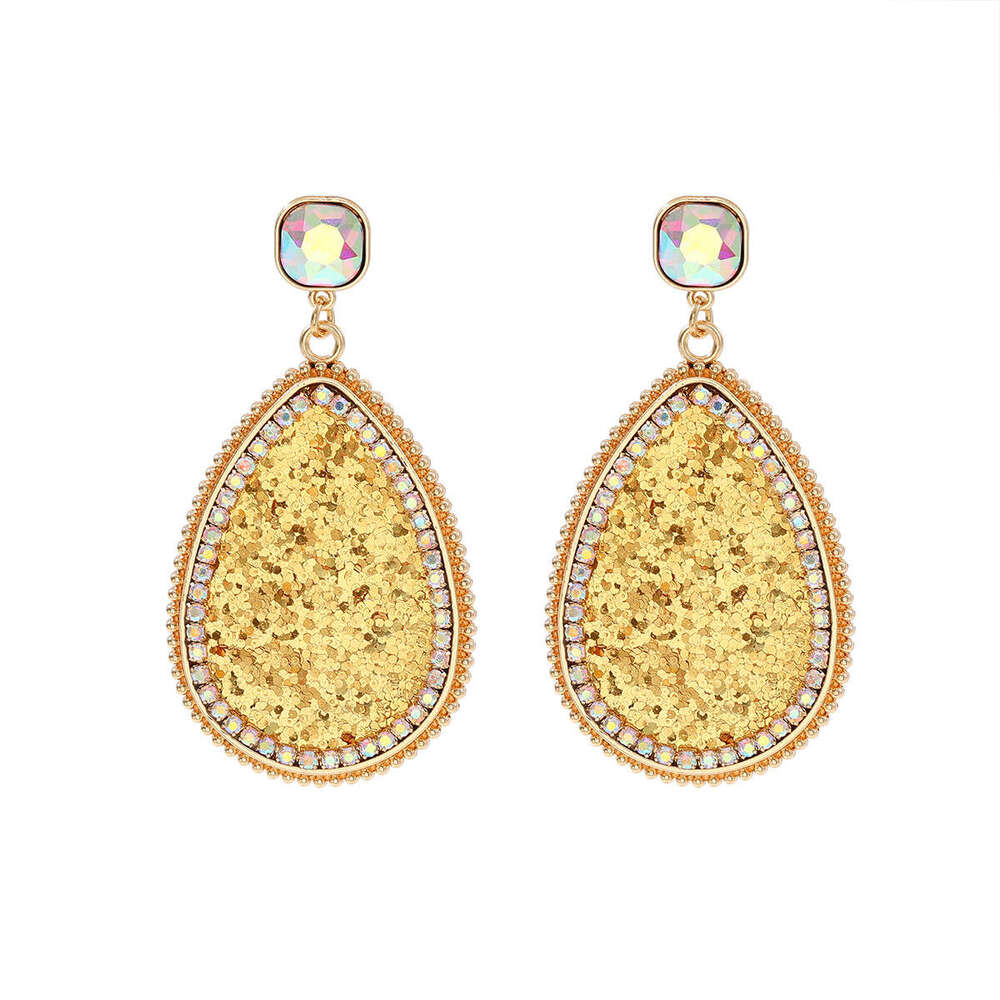 Hot selg creative alloy studded colorful dia earrings for women, exaggerated and high-end water droplet shaped ear accessories