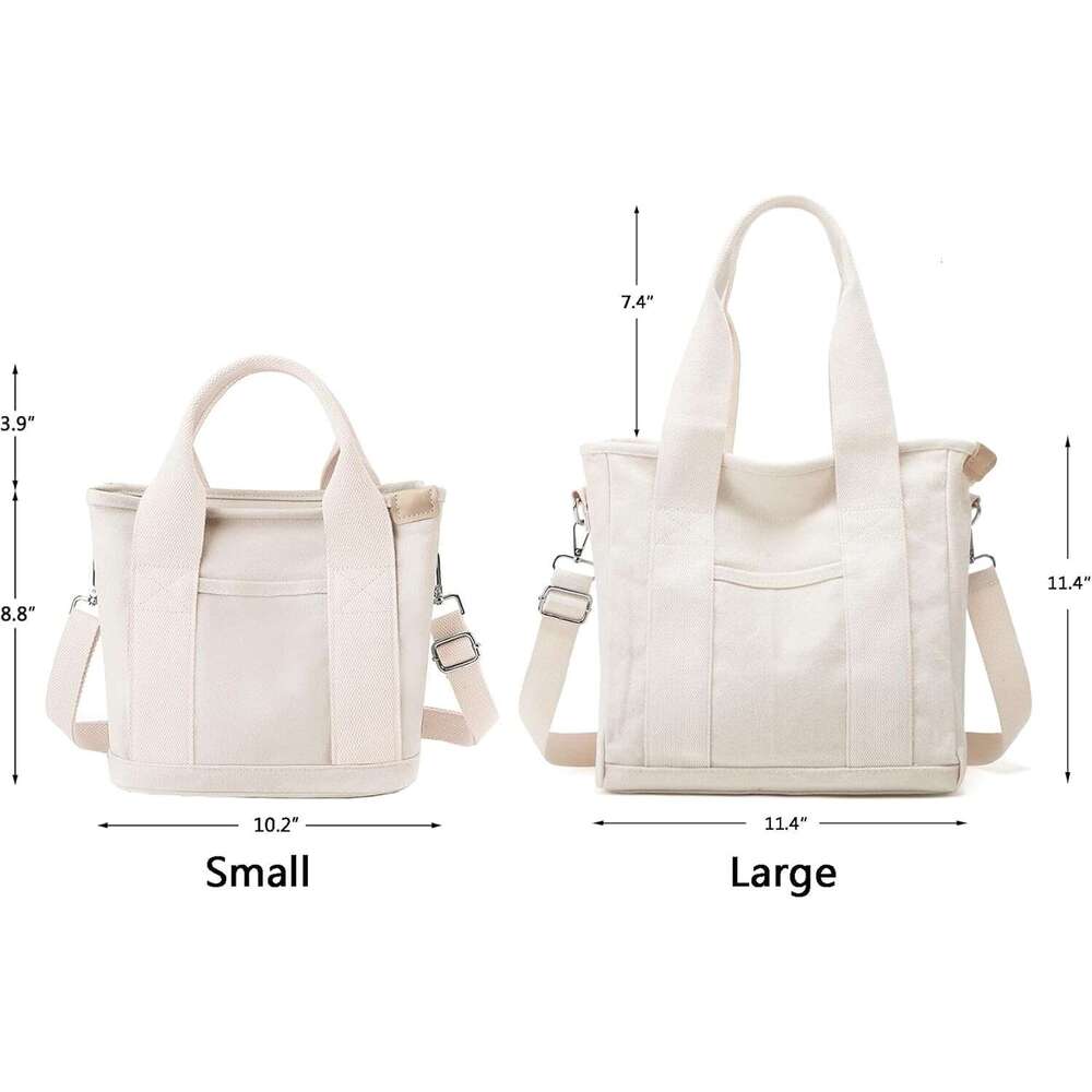 Small with Zipper Tote for Women Canvas Crossbody Shoulder Satchel Hobo Messenger Bag 2024