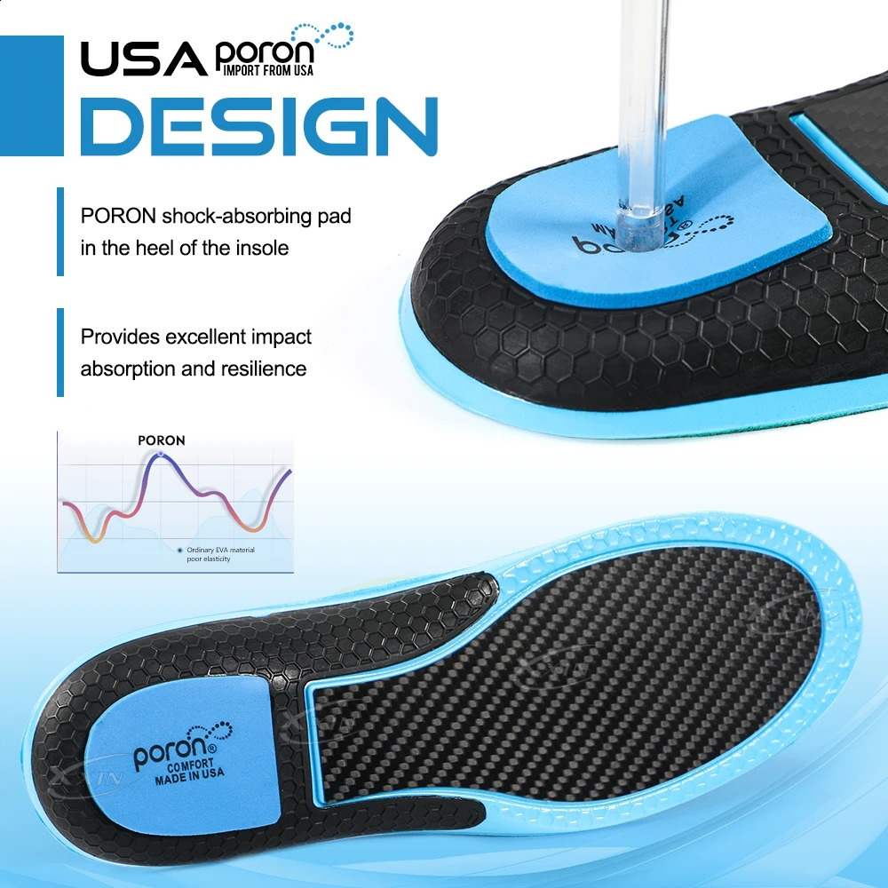 Carbon Fiber Insole Poron Cushioning heel Arch Support Shoe Insoles Pad Running Sport Shoe Insert size 35-48 241226