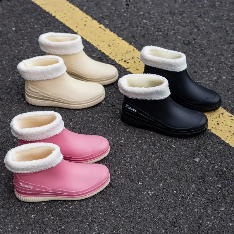 Rain Boots Womens Fashion Rubber Shoes Non-slip Wear-resistant Outdoor Trendy Water Shoes Work Shoes Camping Rubber Boots 241226