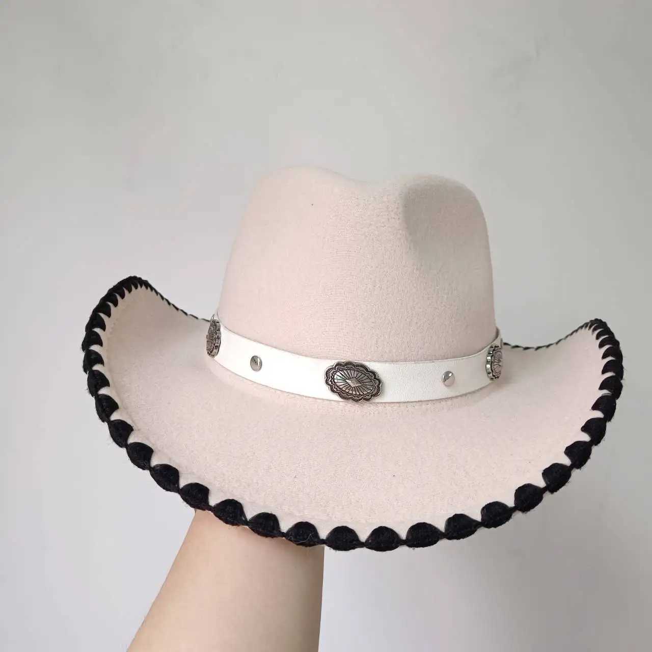 New denim hat knitted edge European and American jazz hat mens and womens jazz denim hat winter climbing hat W241225