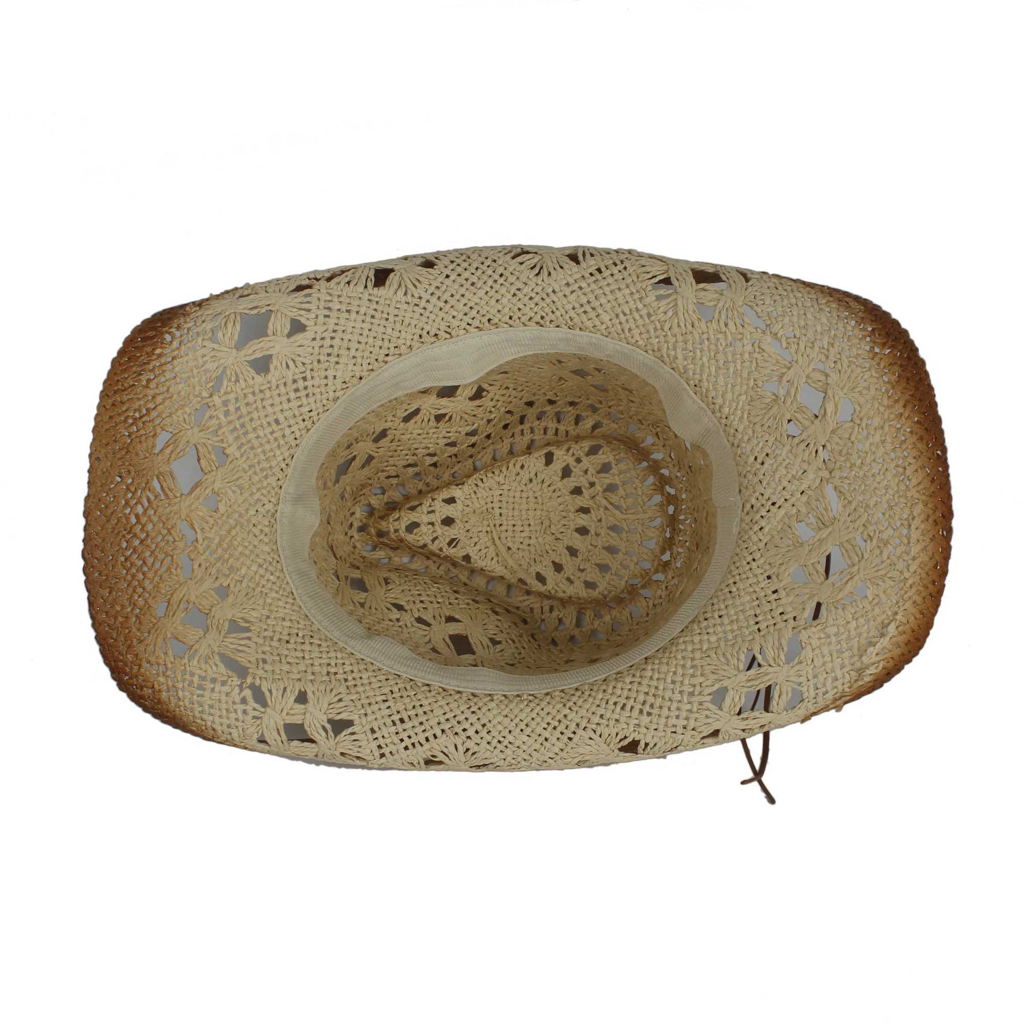 Summer Womens Str Hollow Western Cowboy Hat with Punk Brand Sombrero Hombre Beach Cowboy Girl Jazz Sun Hat Size 56-58CM W241225