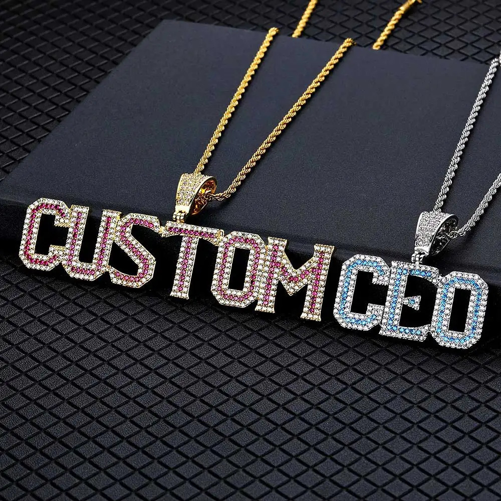 Hip Hop Custom Initial Name letter Iced Out Zircon Fashion For Men Necklace Pendant Jewelry 241226