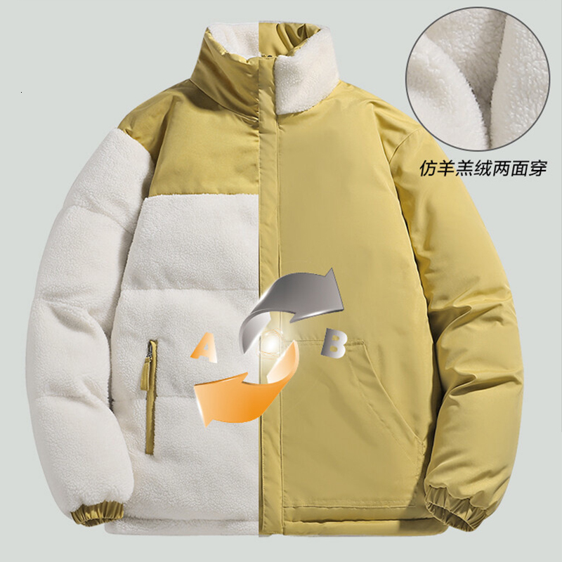 Plus Size 7Xl 8Xl Jackets Men Winter Warm Thicken Male Bomber Jacket Coats 2-Side Reversible Cotton Padded Outwears Boy