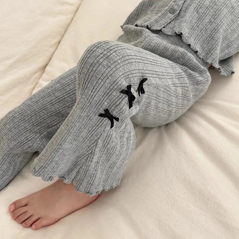 Spring Girls Clothes Sets Cotton Long Sleeve Knitted Cardigan Wide Leg Pants Suits Kids Casual Outfits Childrens 241225