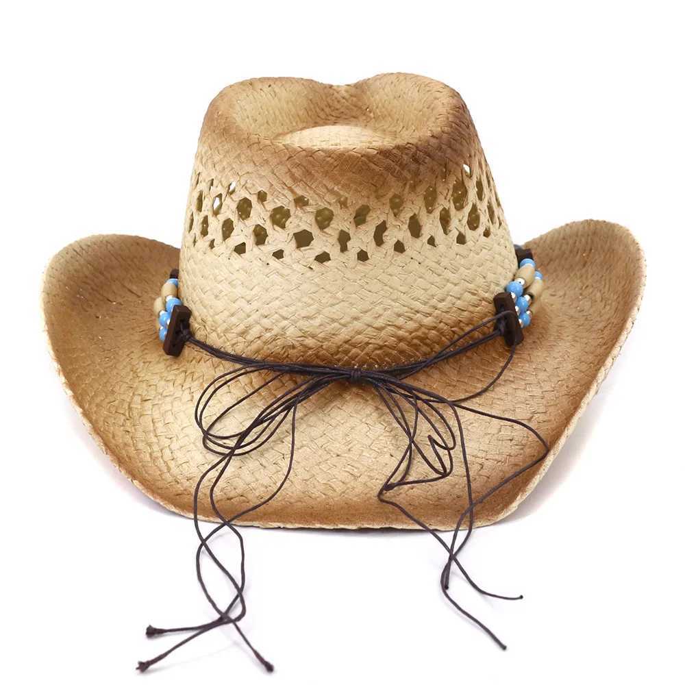 QBHAT brown spray painted regular per Str denim hat with ethnic hat decorated mens wide brown beach sun hat W241225