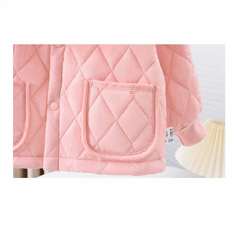 Girls Clip Cotton Sets Winter Baby Warm CoatsPants 2Pcs Autumn Children Lapel Solid Fashion Clothing Suit 12M6 Years 241225