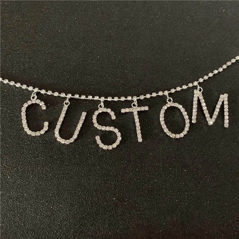 Dropship CUSTOM DIY Rhinestone Letter Waist Chain Belt for Women GIRLS Chain Custom Word Crystal Belly Chain Body Jewelry Party 241226