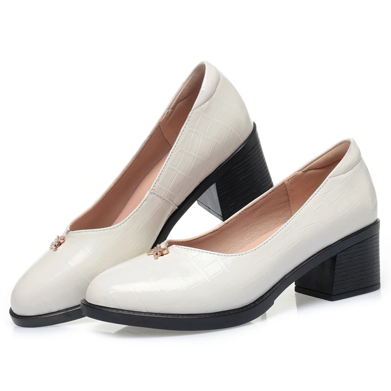 AIYUQI Women Shoes Mid-heel Spring Formal Dress Ladies Shoes Genuine Leather Large Size Women's Work Shoes