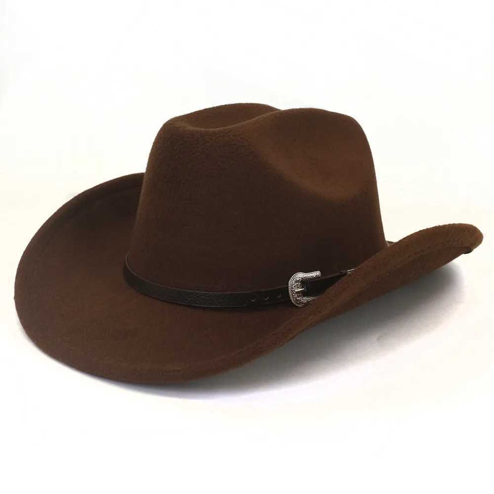 Retro Western Black Belt Cowboy Hat Mens Fedora Hat Womens Jazz Cowboy Girl C Cloche Church Sombrero Hombre Cs W241225
