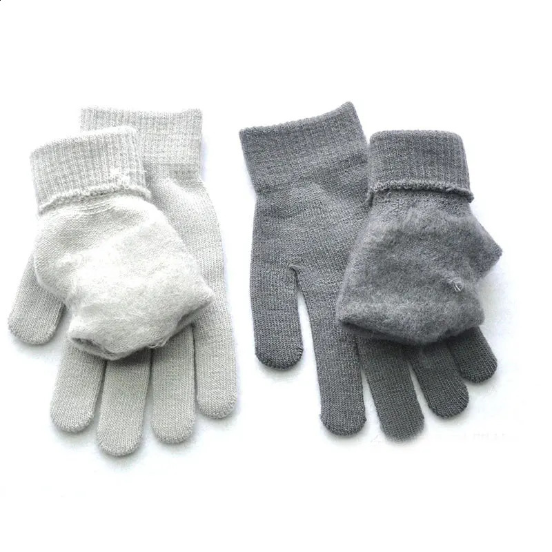 Unisex Autumn Winter Warm Gloves Solid Color Knitted Woolen Five Finger Gloves Mittens Thick Windproof Cycling Driving Gloves 241226