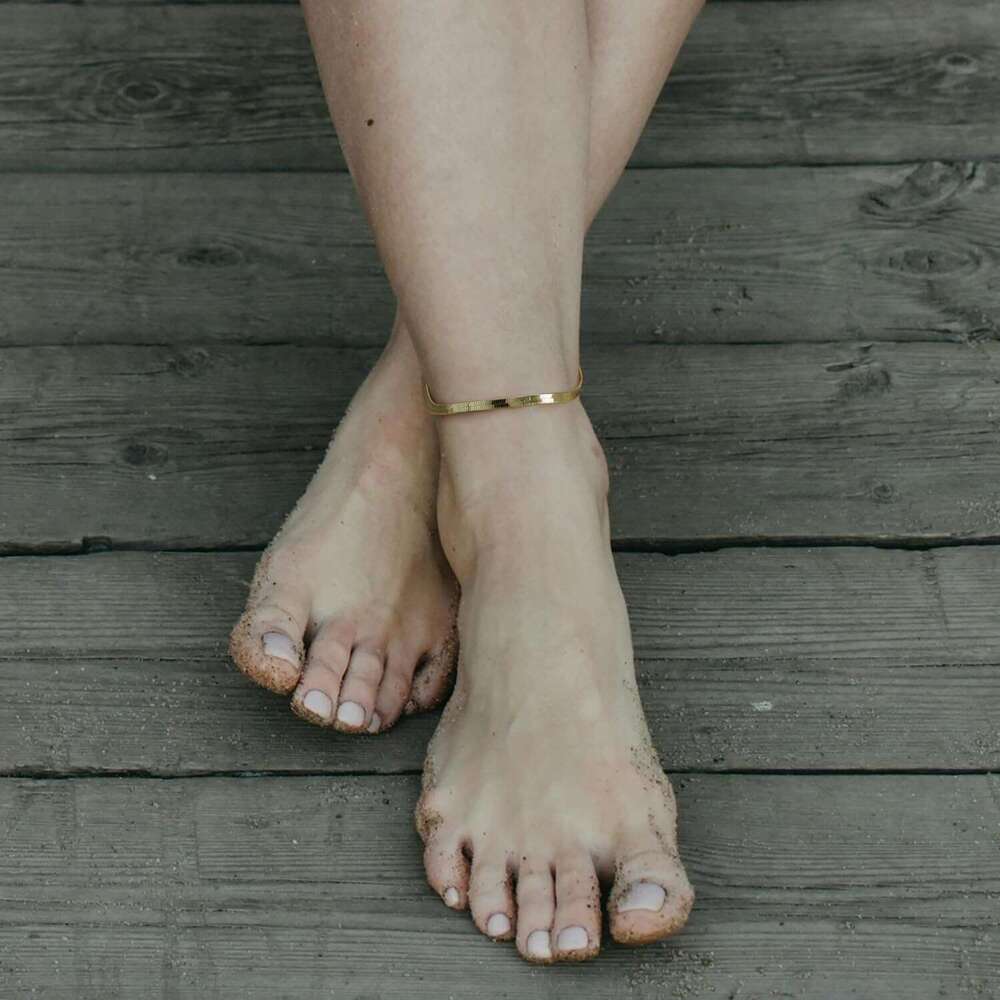 14K Gold Herringbone Chain Ankle Bracelets for Women Waterproof Vintage ful Women's Anklets 9,10,11
